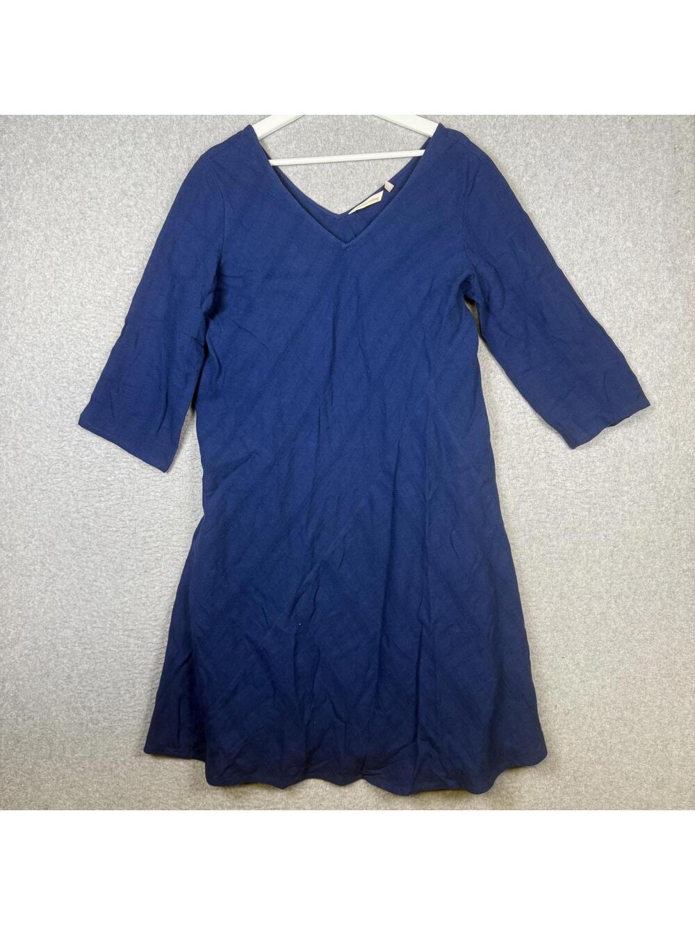 Soft Surroundings Women's Size Medium 3/4 Sleeve Linen Cotton Blend Mini Dress